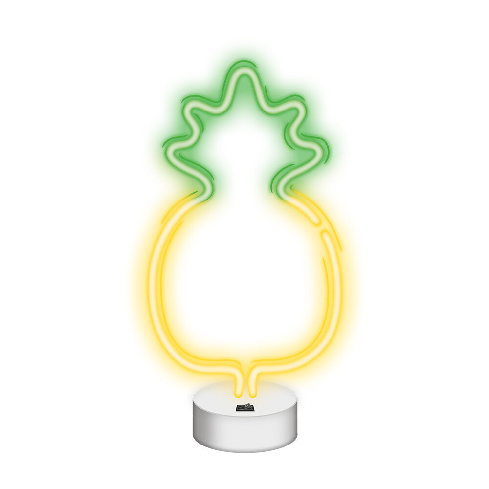 Neona LED dekors uz statīva PINEAPPLE dzeltenzaļa NNE05 cena un informācija | Galda lampas | 220.lv