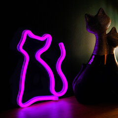 Neona LED gaisma CAT rozā Bat + USB FLNEO4 цена и информация | Детали интерьера | 220.lv