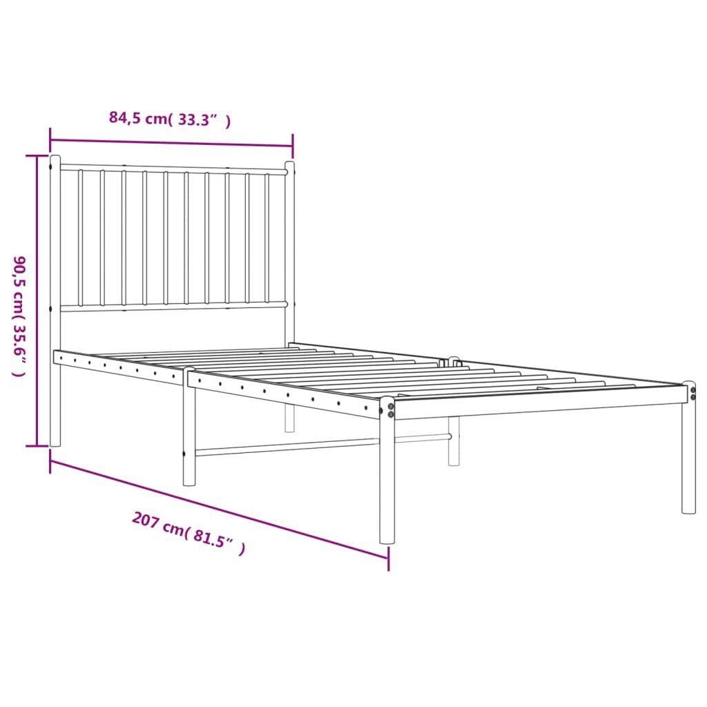 Gultas rāmis ar galvgali vidaXL, 80x200 cm, melns cena un informācija | Gultas | 220.lv