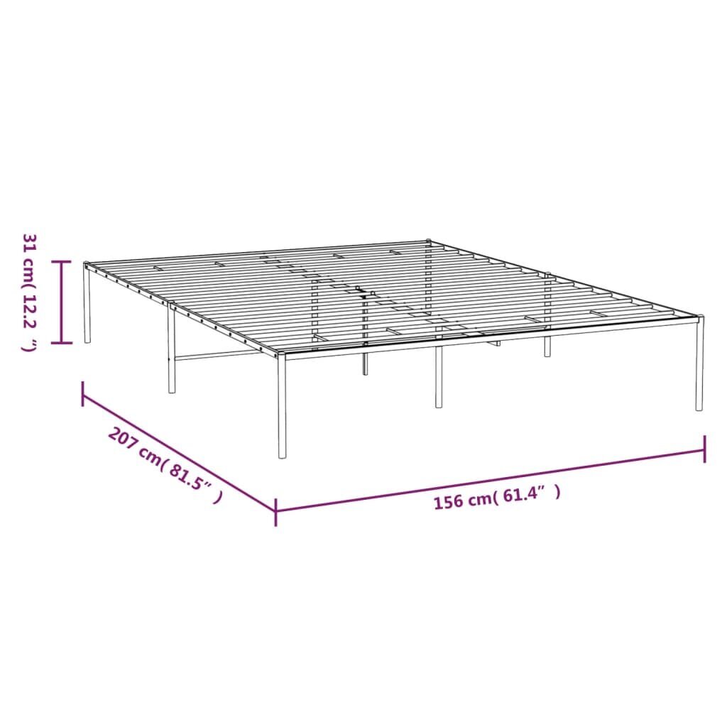 Gultas rāmis vidaXL, 150x200 cm, melns цена и информация | Gultas | 220.lv