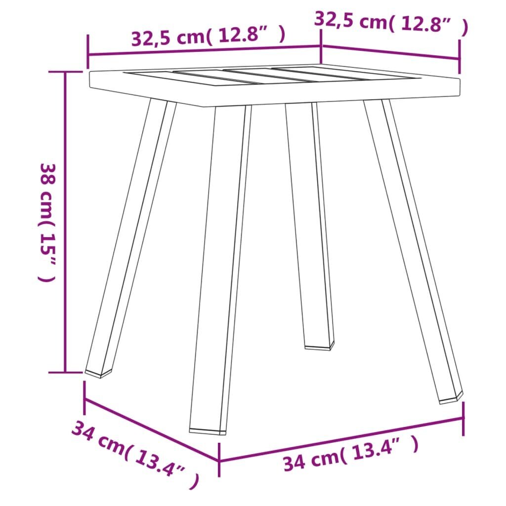 Dārza galds vidaXL, 34x34x38 cm, pelēks cena un informācija | Dārza galdi | 220.lv