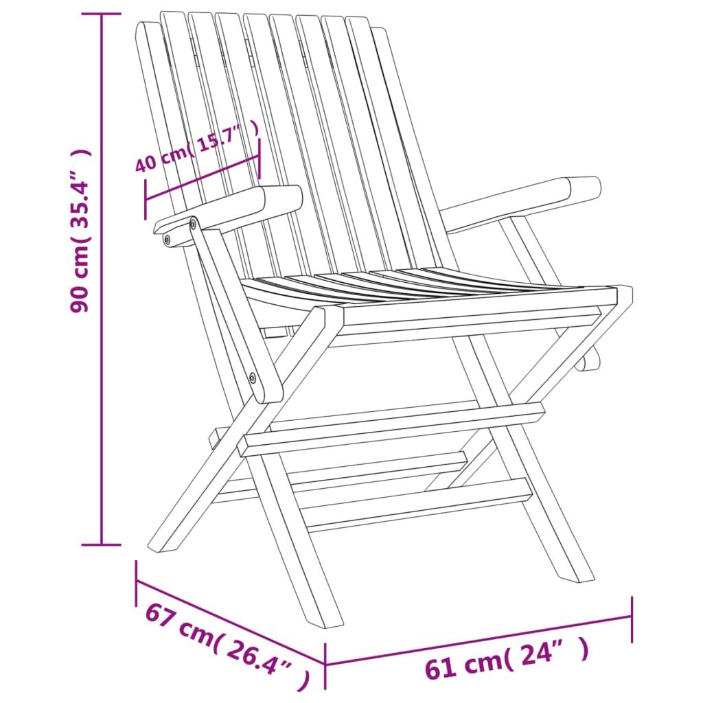 Saliekami dārza krēsli vidaXL, 6 gab., 61x67x90 cm cena un informācija | Dārza krēsli | 220.lv