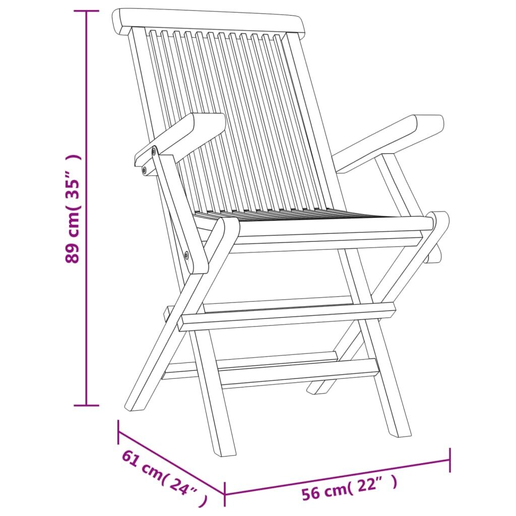 Saliekami dārza krēsli vidaXL, 6 gab., 56x61x89 cm, pelēks cena un informācija | Dārza krēsli | 220.lv