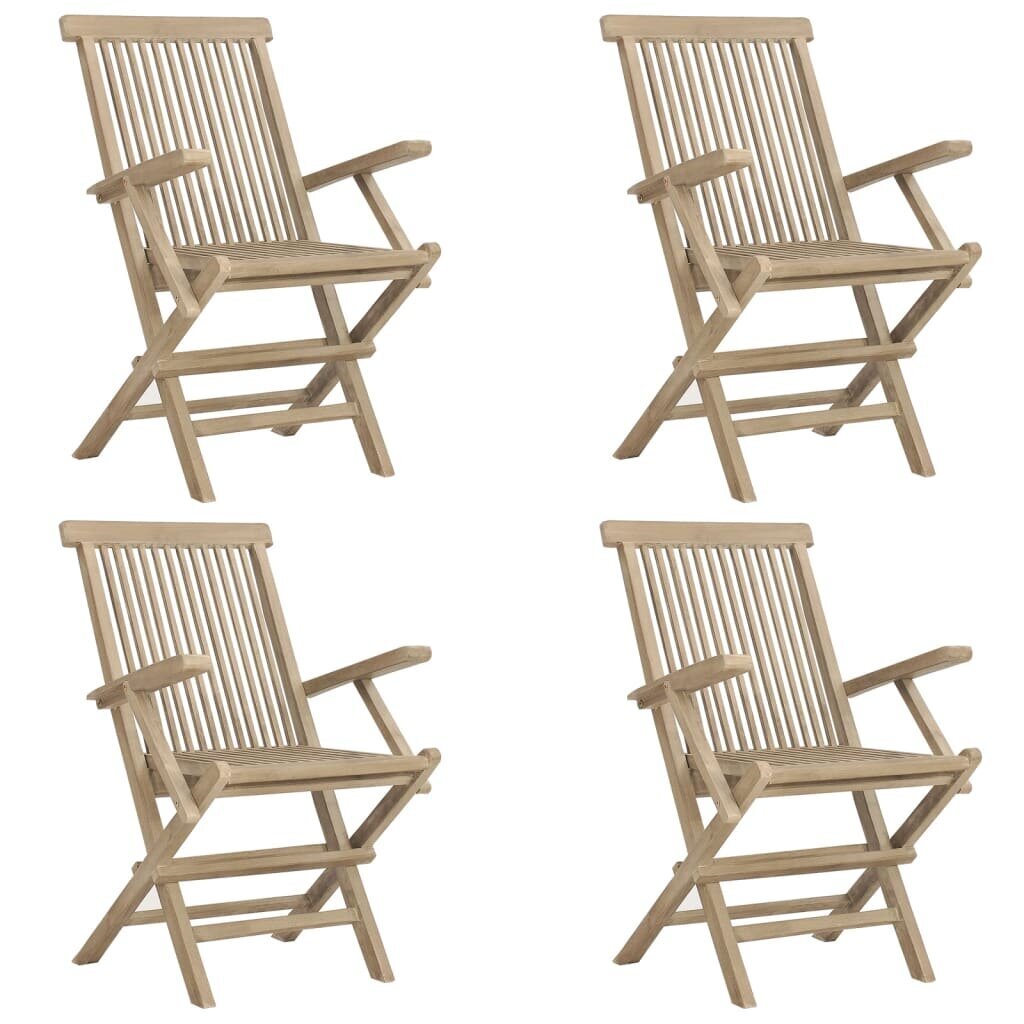 Saliekami dārza krēsli, 4 gab., 56x61x89 cm, pelēks cena un informācija | Dārza krēsli | 220.lv