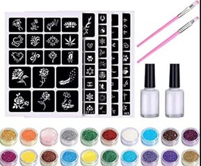 Tetovējumu komplekts Glitter Tattoo Kit Fashion, 121 gab. cena un informācija | Nav norādīts Dekoratīvā kosmētika | 220.lv