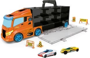 Kravas automašīna + 2 sacīkšu automašīnas Transporter Hot Wheels цена и информация | Конструктор автомобилей игрушки для мальчиков | 220.lv