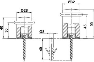 Atdure durvīm 202, 32mm, niķelēta, matēta cena un informācija | Durvju stopētāji un citi aksesuāri | 220.lv