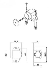 Atdure durvīm 700, 44*40mm, niķelēta, matēta, magnētiska cena un informācija | Durvju stopētāji un citi aksesuāri | 220.lv