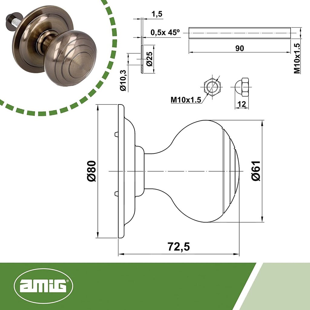 Rokturis durvīm 14, 61mm, hromēts, matēts cena un informācija | Durvju rokturi | 220.lv