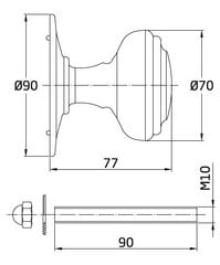 Rokturis durvīm 15, 70mm, hromēts, matēts cena un informācija | Durvju rokturi | 220.lv