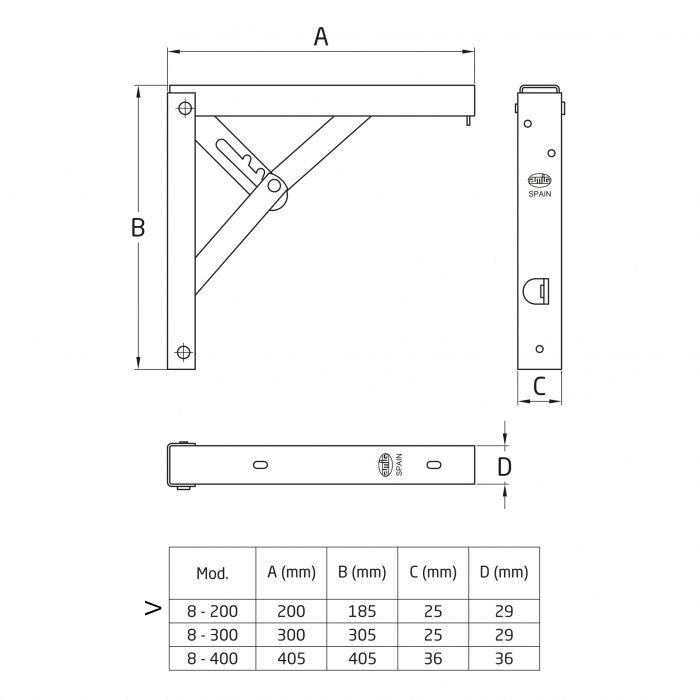 Konsole saliekama 8, 200*200mm, balta, slodze 50kg цена и информация | Citi piederumi mēbelēm | 220.lv