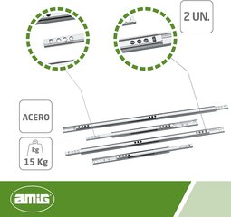 Vadotnes 25, 182*17mm, cinkotas, 2 kompl. цена и информация | Другие принадлежности для мебели | 220.lv