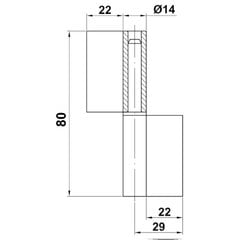 Eņģe 4, 80mm, metināšanai, D-kreisā, ar gultni kaina ir informacija | Durvju stopētāji un citi aksesuāri | 220.lv