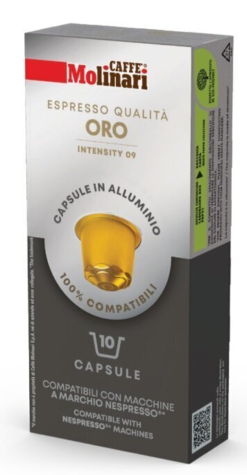 Kafijas kapsulas Molinari Oro, 10 gb., saderīgas ar Nespresso® kafijas mašīnu cena un informācija | Kafija, kakao | 220.lv