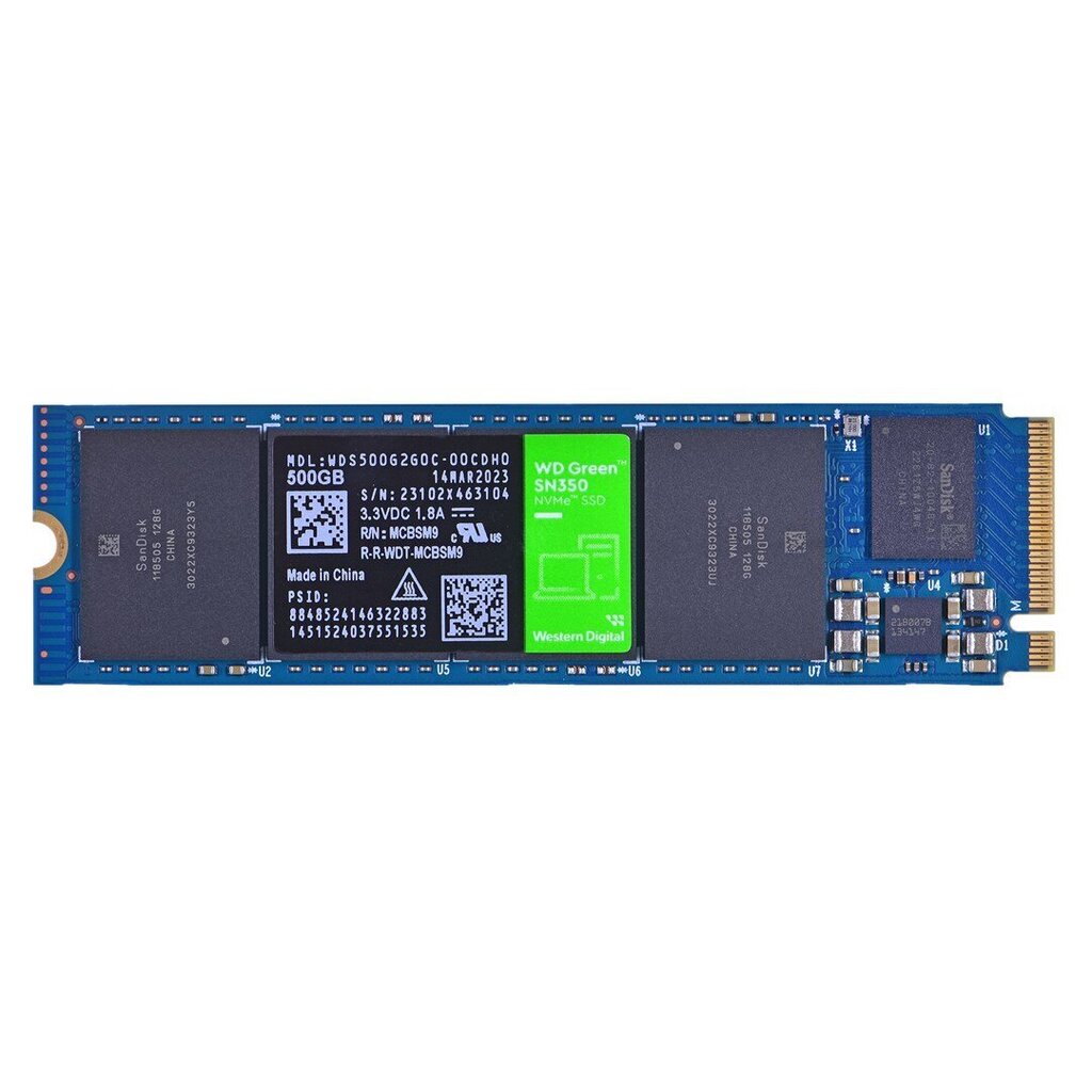 WD Green SN350 500GB M.2 2280 cena un informācija | Iekšējie cietie diski (HDD, SSD, Hybrid) | 220.lv