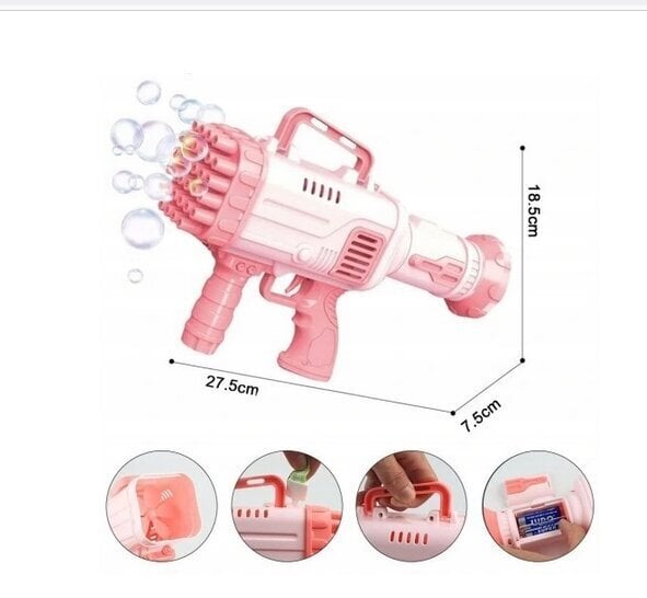 Vergionic burbuļu pistole ar piederumiem, rozā krāsā cena un informācija | Ūdens, smilšu un pludmales rotaļlietas | 220.lv