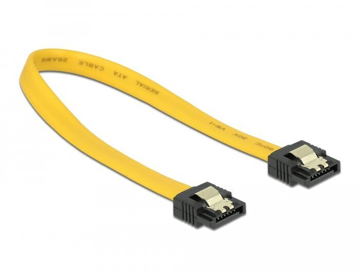 Delock Cable SATA 6 Gb/s 20 cm straight/straight metal yellow cena un informācija | Kabeļi un vadi | 220.lv