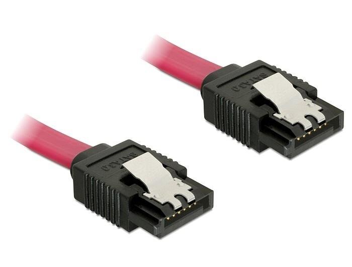 Delock Cable SATA 6 Gb/s 20 cm straight/straight metal red cena un informācija | Kabeļi un vadi | 220.lv