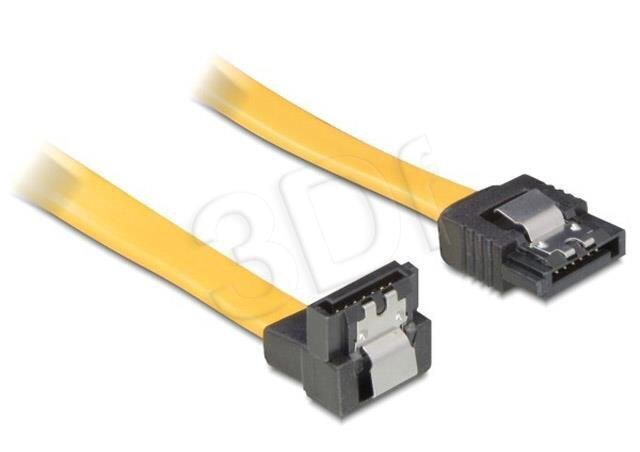 Delock cable SATA 30cm down/straight metal yellow cena un informācija | Kabeļi un vadi | 220.lv