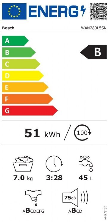 Bosch WAN280L5SN cena un informācija | Veļas mašīnas | 220.lv
