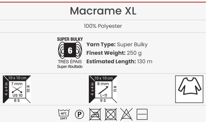 Adīšanas dzija YarnArt Macrame XL 250g, krāsa 148 cena un informācija | Adīšana | 220.lv