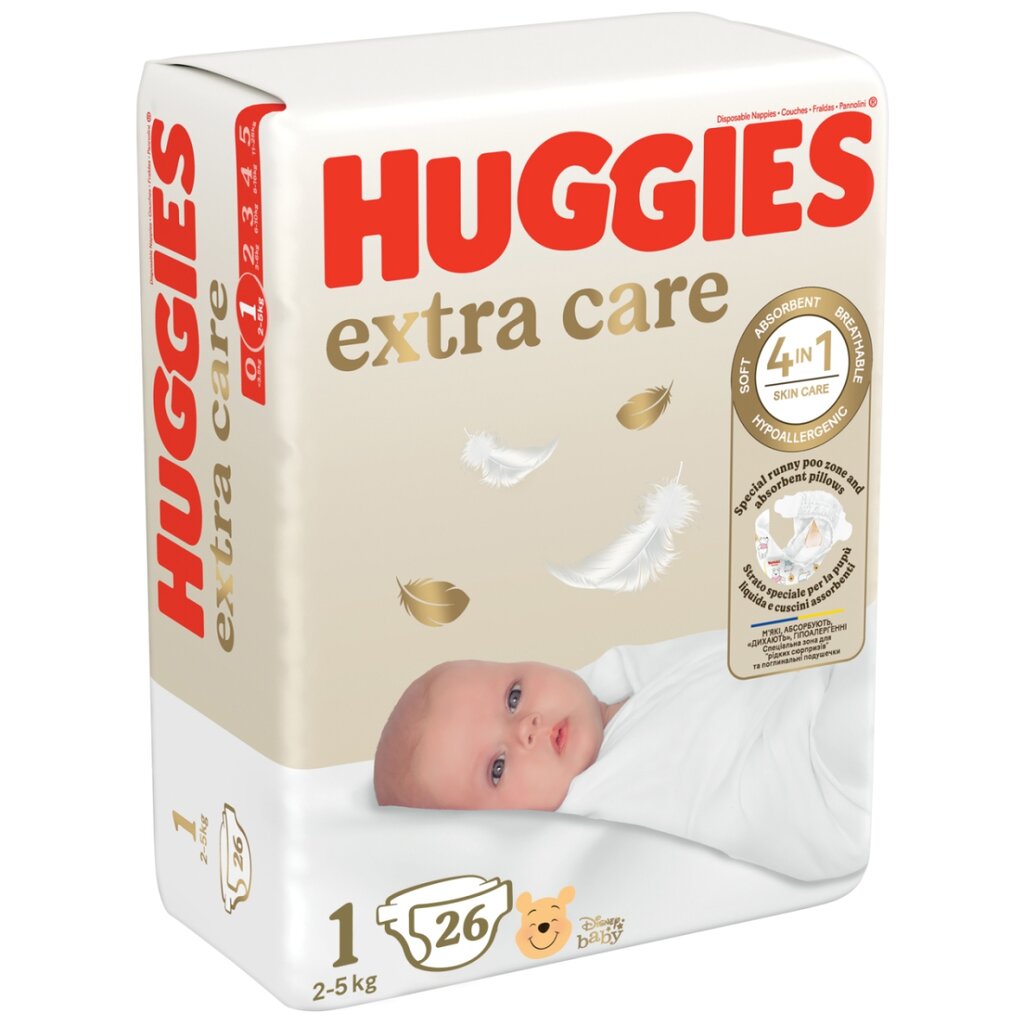 Autiņbiksītes Huggies Soft 1(2-5 kg) Newborn, 4 x 26 gab. cena un informācija | Autiņbiksītes | 220.lv
