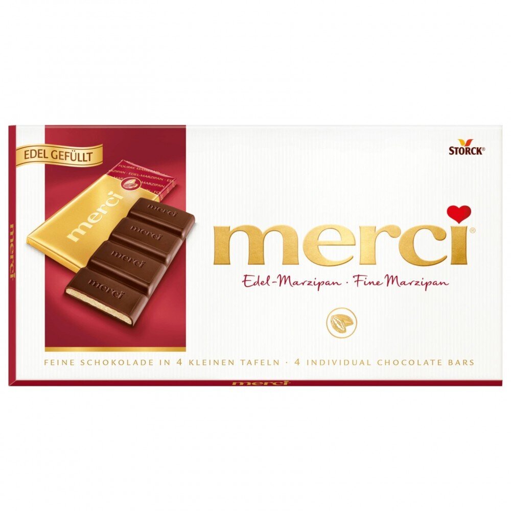 Šokolādes Merci smalkais marcipāns 112 g. 4 iepakojuma komplekts cena un informācija | Saldumi | 220.lv