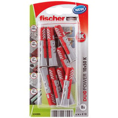 Шипы Fischer DuoPower 534995 Ø 10 x 50 mm Нейлон (8 штук) цена и информация | Механические инструменты | 220.lv