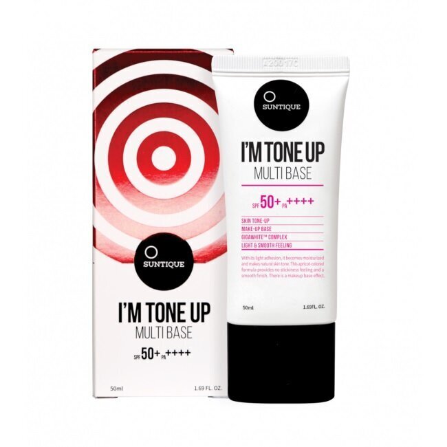 Tonizējošs saules aizsargkrēms ar īpaši augstu UV aizsardzību Suntique I'm Tone Up Multi Base Sun Block SPF50+, 50ml cena un informācija | Sauļošanās krēmi | 220.lv