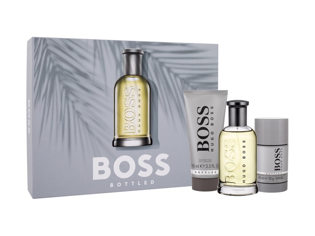 Dāvanu komplekts vīriešiem Hugo Boss Boss Bottled Eau de Toilette: tualetes ūdens EDT, 100 ml + dušas želeja, 100 ml + dezodorants, 75 ml cena un informācija | Sieviešu smaržas | 220.lv