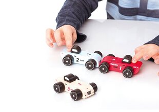 Деревянный набор из 3 гоночных автомобилей цена и информация | Игрушки для малышей | 220.lv