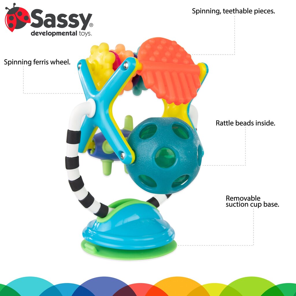 SASSY Graužamā un rotējošā rotaļlieta “Sajūtu stacija” цена и информация | Rotaļlietas zīdaiņiem | 220.lv