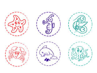 Dekoratīvie zīmogi Jūras dzīvnieki, 6 gab. cena un informācija | Attīstošās rotaļlietas | 220.lv