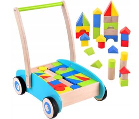 Koka bērnu ratiņi ar gredzeniem cena un informācija | Attīstošās rotaļlietas | 220.lv