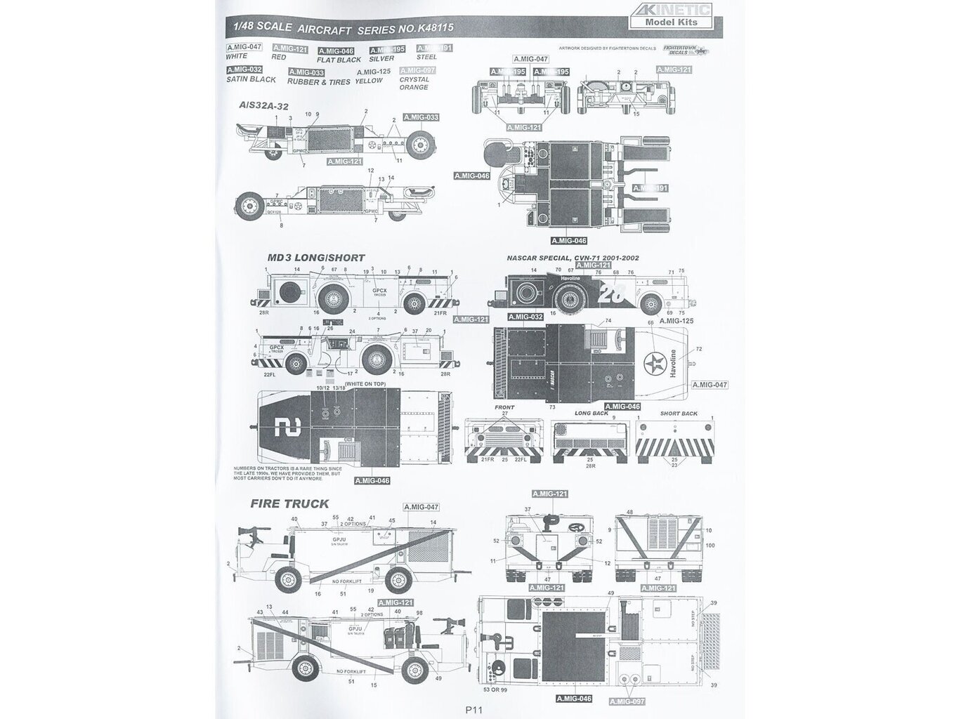 KINETIC - US Navy Ground Supporting Equipment Set with STT Tractor Konstruktors, 1/48 cena un informācija | Konstruktori | 220.lv