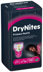 Huggies Drynites autiņbiksītes 4-7m, meitenes (17-30 kg) 10 procenti, 3 iepakojuma komplekts cena un informācija | Autiņbiksītes | 220.lv