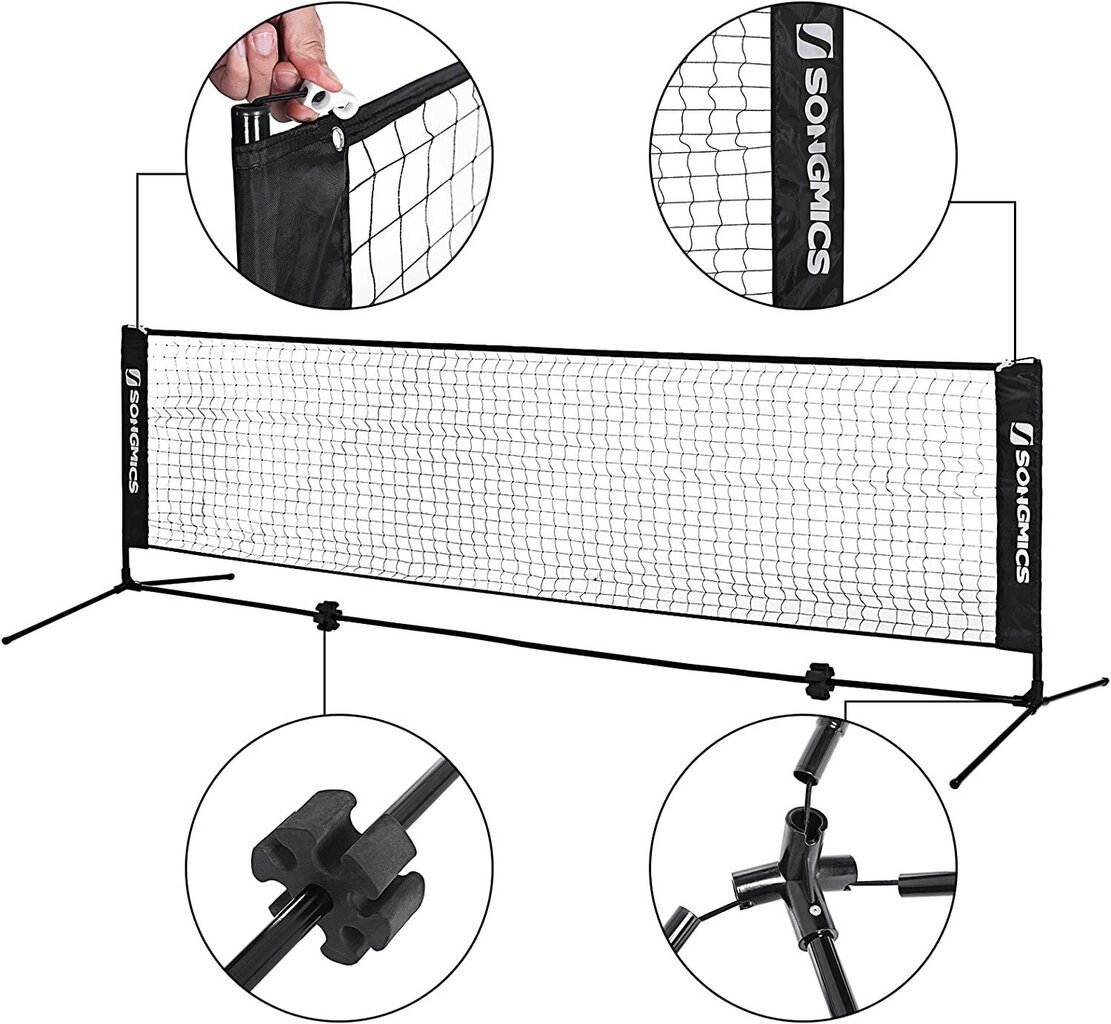 Songmics Badmintona tīkls ar metāla rāmi, 3 m, melns цена и информация | Badmintons | 220.lv