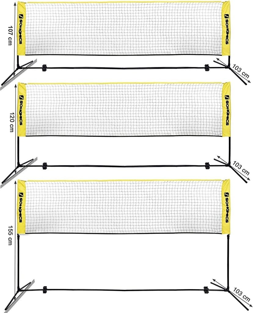 Songmics Badmintona tīkls ar metāla rāmi, 5 m, dzeltens cena un informācija | Badmintons | 220.lv