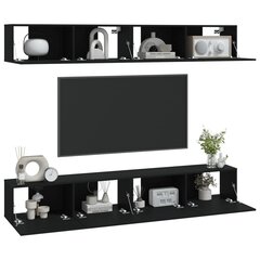 vidaXL sienas TV skapīši, 4 gab., melni, 100x30x30 cm cena un informācija | TV galdiņi | 220.lv