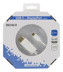 Deltaco, USB-C/DP, 50 cm cena un informācija | Kabeļi un vadi | 220.lv