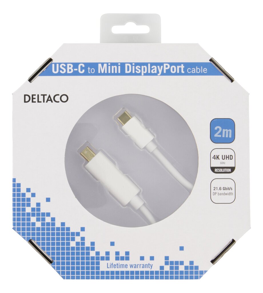 Deltaco, USB-C/Mini DP, 2 m цена и информация | Kabeļi un vadi | 220.lv