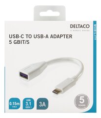 Адаптер Deltaco USBC-1205 USB 3.1 C-A Gen 1 цена и информация | Адаптеры и USB разветвители | 220.lv