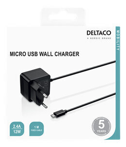 Deltaco USB-AC178, Micro USB, 2.4 A cena un informācija | Lādētāji un adapteri | 220.lv