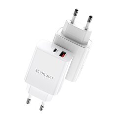 Сетевая зарядка Dux Ducis C70 USB-A/Type-C PD20W + QC18W белая цена и информация | Зарядные устройства для телефонов | 220.lv