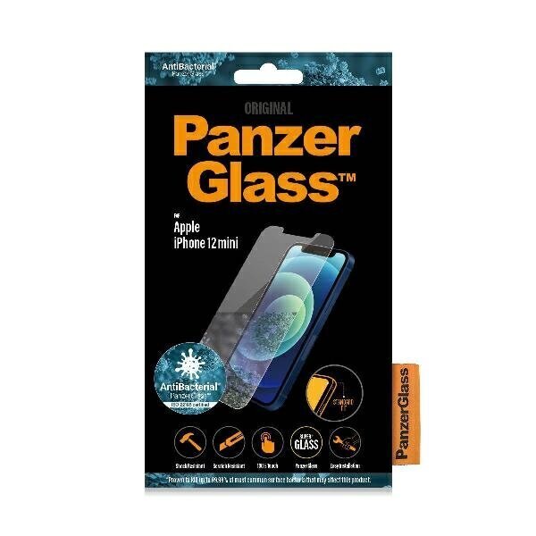 PanzerGlass Pro Standard Super+ iPhone 12 Mini Antibacterial cena un informācija | Ekrāna aizsargstikli | 220.lv