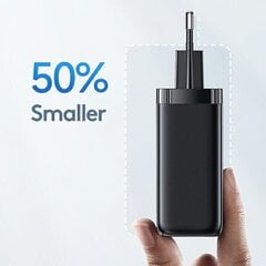 USAMS Ład. siec. 1xUSB-C+1xUSB T47 65W PD Fast Charging Super Si czarny|black CC153TC01 (US-CC153) cena un informācija | Lādētāji un adapteri | 220.lv