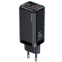 USAMS Ład. siec. 1xUSB-C+1xUSB T47 65W PD Fast Charging Super Si czarny|black CC153TC01 (US-CC153) cena un informācija | Lādētāji un adapteri | 220.lv