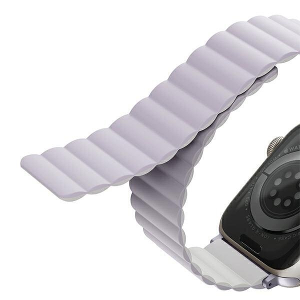 UNIQ pasek Revix Apple Watch Series 4|5|6|7|8|SE|SE2 38|40|41mm. Reversible Magnetic lilak-biały|lilac-white цена и информация | Viedpulksteņu un viedo aproču aksesuāri | 220.lv