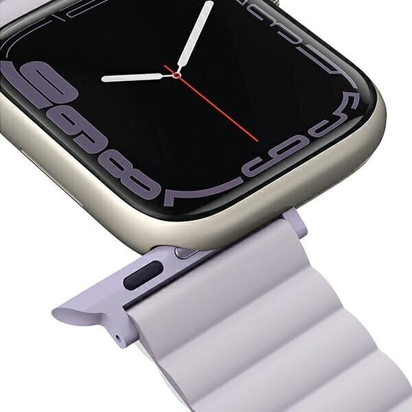 UNIQ pasek Revix Apple Watch Series 4|5|6|7|8|SE|SE2 38|40|41mm. Reversible Magnetic lilak-biały|lilac-white цена и информация | Viedpulksteņu un viedo aproču aksesuāri | 220.lv