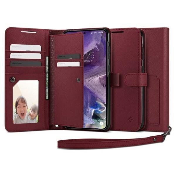 Spigen Wallet "S" Plus Sam S23 S911 burgundowy|burgundy ACS05724 цена и информация | Telefonu vāciņi, maciņi | 220.lv